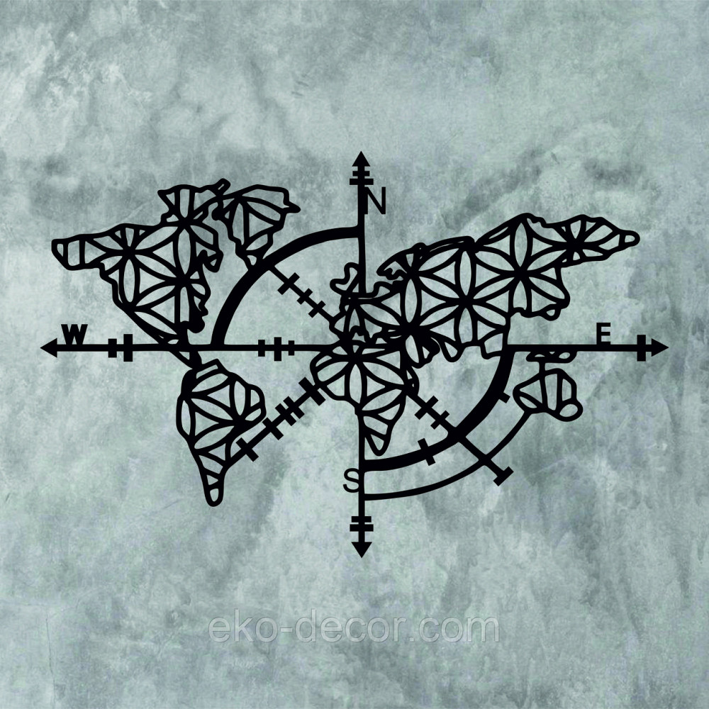 Декоративне настінне 3D Панно «Карта Компас», Декор на стіну з об'ємом Київ - фото 8
