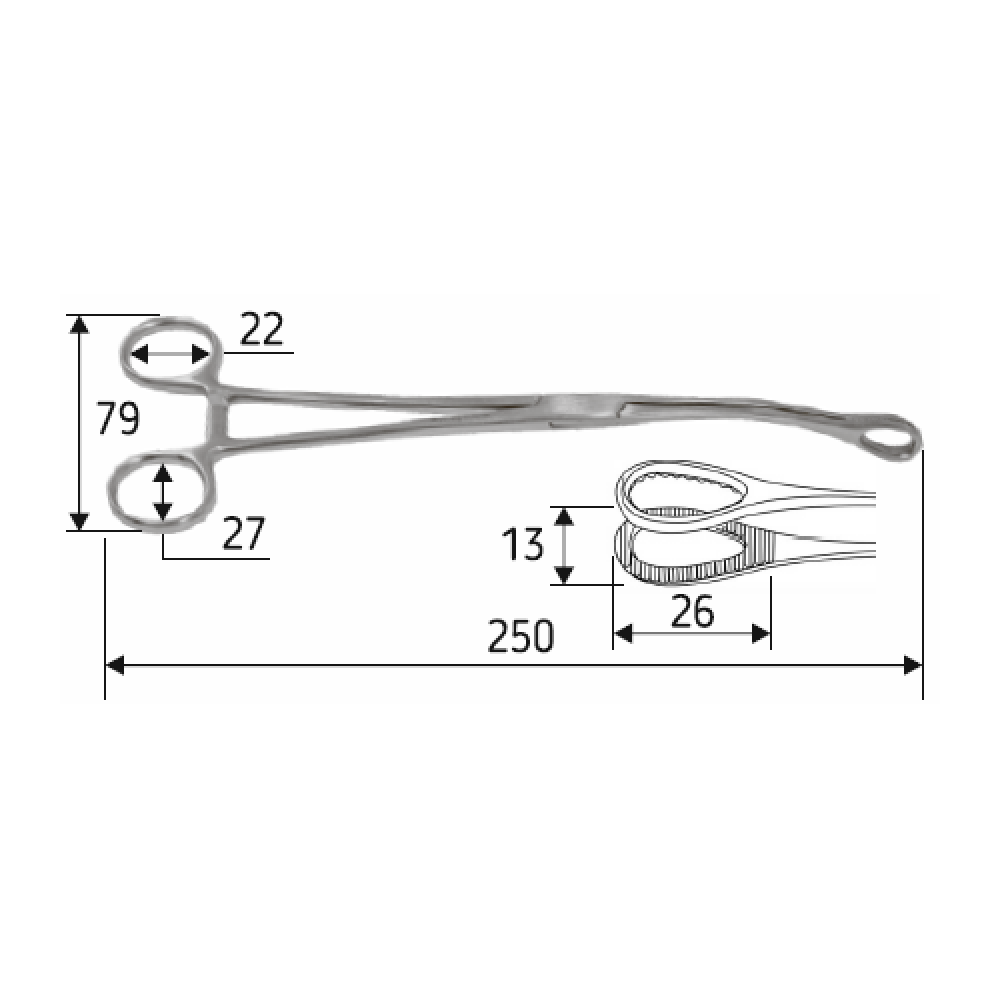 Зажим окончастый Foerster с зубчатыми концами, 25 см, изогнутый, J-20-768 Днепр - изображение 2
