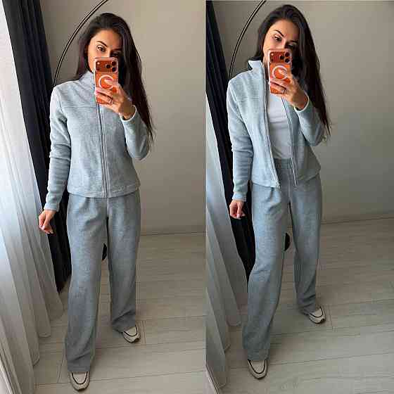 Жіночий повсякденний теплий костюм двійка: кофта на блискавці і штани турецький двосторонній фліс Одеса