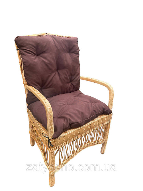 Стульчик плетеный с коричневой подушкой Киев - изображение 4