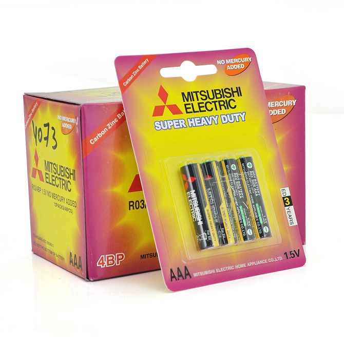 Батарейка Super Heavy Duty MITSUBISHI 1.5V AAA/R03, 4pcs/card, 48pcs/inner box, 576pcs/ctn (комплект Полтава - изображение 1
