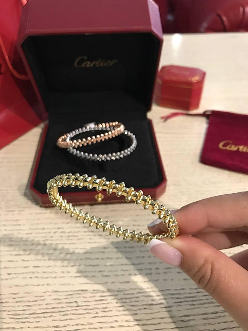 Брендовий браслет "зубчики" Cartier у лимонному золоті / Картьє браслет із зубчиками Одеса - фото 3