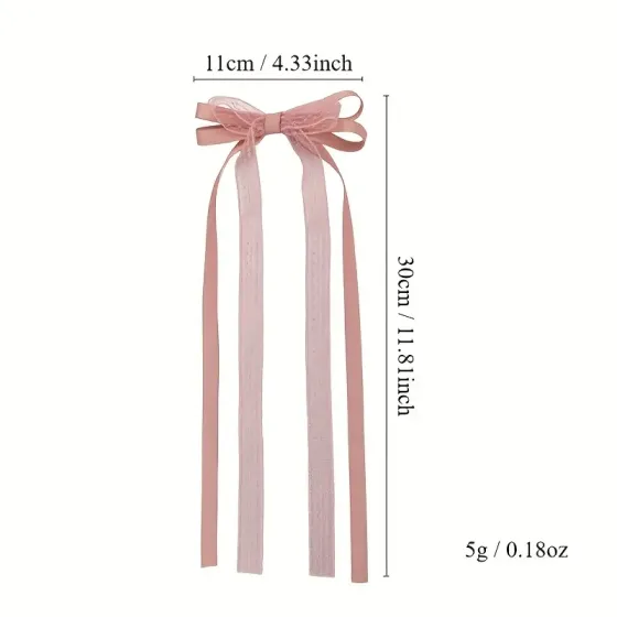 Набор 2 бантов для волос — молочные, длинные ленты 11×30 см Киев