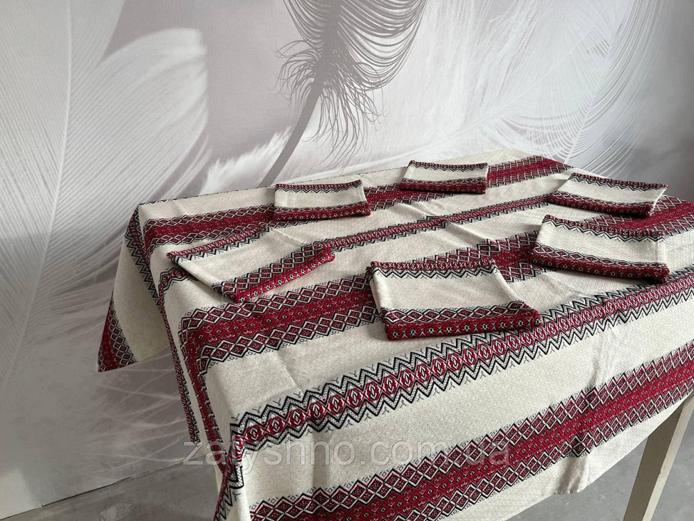 Ошатна вишита скатертина з серветками Київ - фото 1