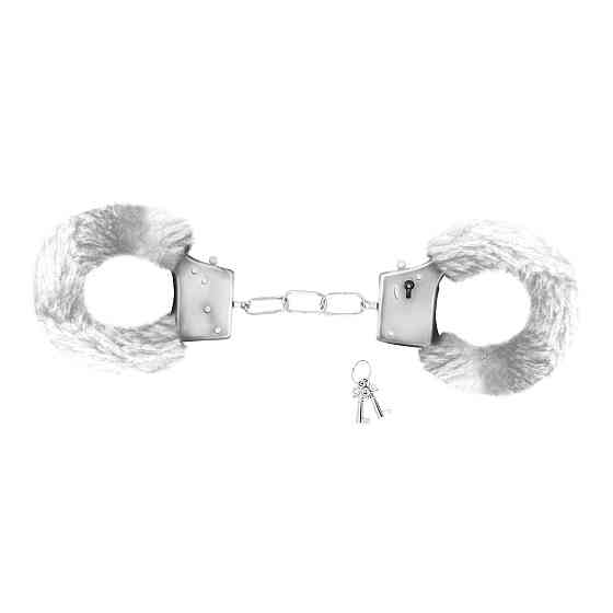 Наручники Love Cuffs Crushious металлические, с белым мехом Sex Aura Киев