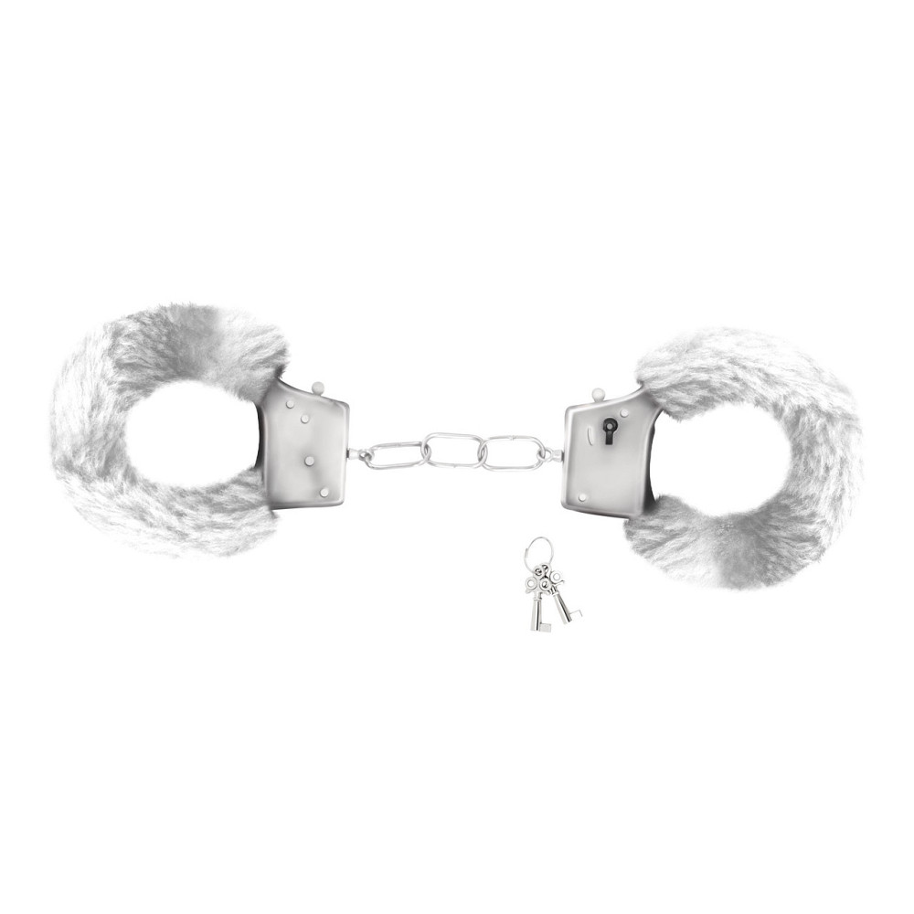 Наручники Love Cuffs Crushious металлические, с белым мехом Sex Aura Киев - изображение 1