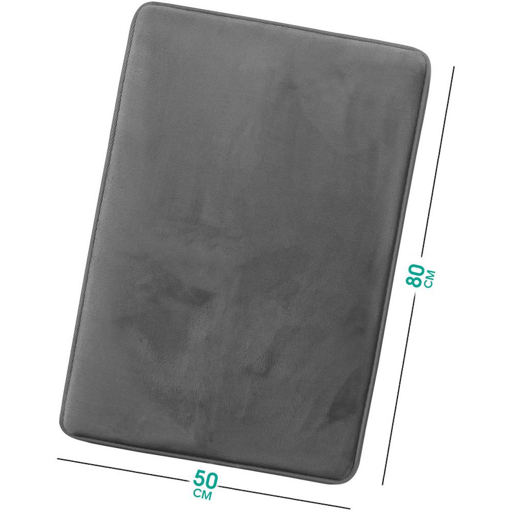 Антиковзкий М'який килимок для ванної Aquarius з ефектом пам'яті 50 х 80 см Графіт Гладкий Буча - фото 2