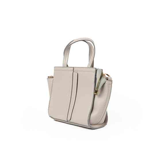 Сумка женская на молнии из искусственной кожи, с съемным плечевым ремешком и двумя ручками, Светло-серый Каменец-Подольский