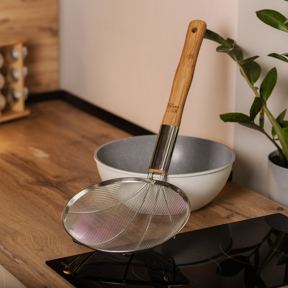 Шумівка "павук" з дерев'яною ручкою Ø 24 см для фритюру та вока HP-19-19-24CM Коломыя - изображение 7