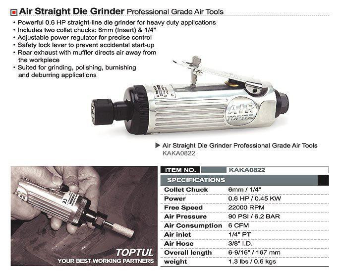 Зачисна машина пневматична (1/4", 6мм, 22000об/хв) TOPTUL KAKA0822 Одеса - фото 2