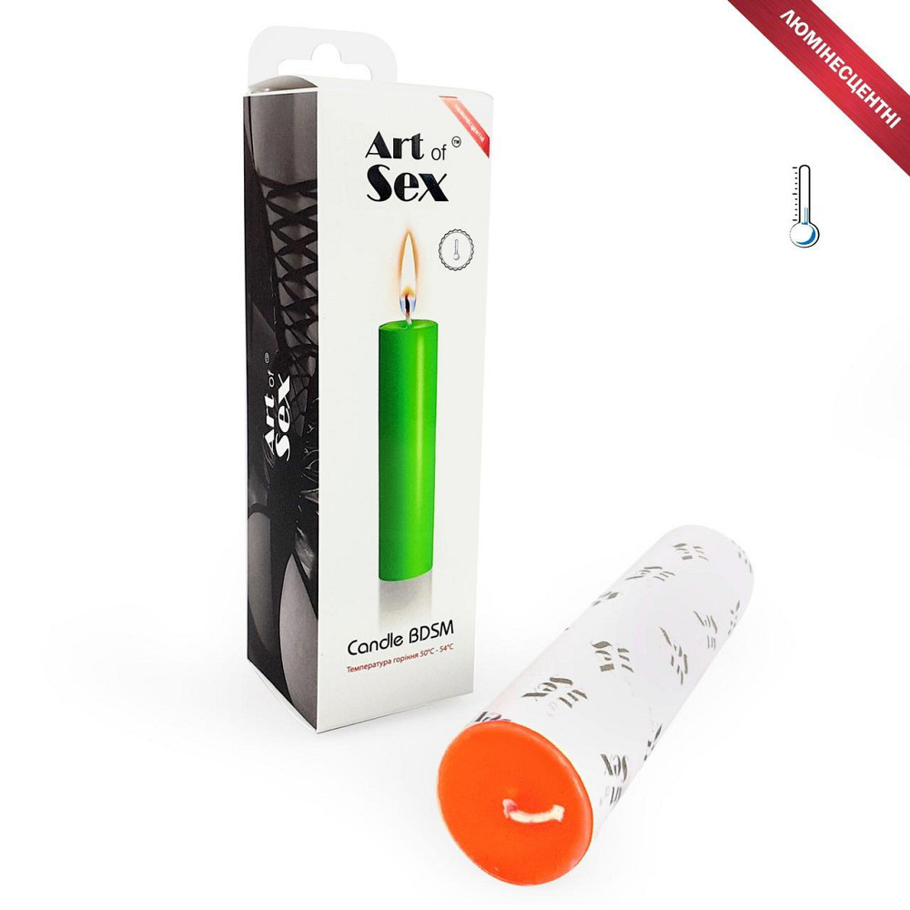 Помаранчева воскова свічка Art of Sex size M 15 см низькотемпературна, люмінесцентна Sex Aura Київ - фото 2