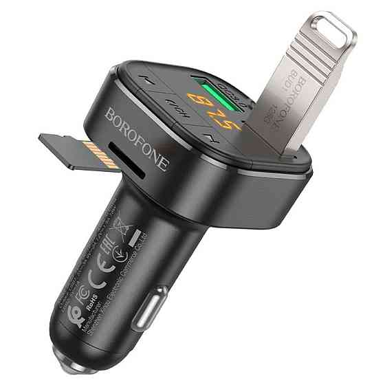 Автомобильное зарядное устройство с FM-модулятором BOROFONE BC43 Flash QC3.0 car BT FM transmitter 18W Black Одесса