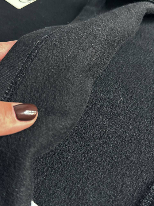 Костюм жіночий Quzen 490-480 укорочений світшот з кишенею та джогери утеплений чорний, чорний, M Київ - фото 2