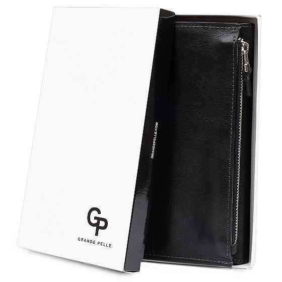 Практичне стильне портмоне унісекс Чорний (GRANDE PELLE) Київ