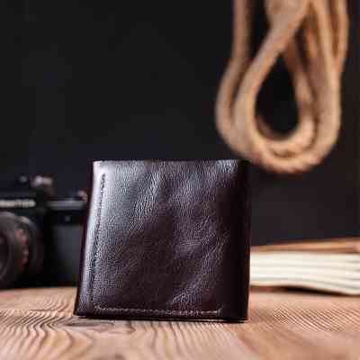 Портмоне Shvigel З натуральної шкіри Коричневе (16621) Вінниця