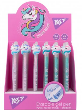 Ручка гелева пиши-стирай "Yes" 412011 "Unicorn dreams" автоматична,  0,5 мм, синя, шт Київ