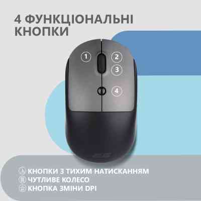 Мишка 2E MF218 Silent Wireless/Bluetooth Black/Grey (2E-MF218WBG) Вінниця