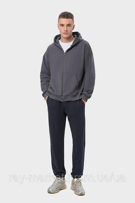 Костюм мужской худи на молнии темно-серый и брюки черные RAY PREMIUM LOOSE U0809 (U0809M-Dark Grey-Black) 3XL Киев - изображение 1