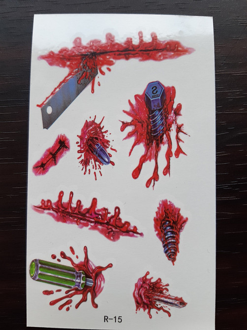 Татуювання кривава для Halloween 10 на 6 см різнобарвний Київ - фото 1