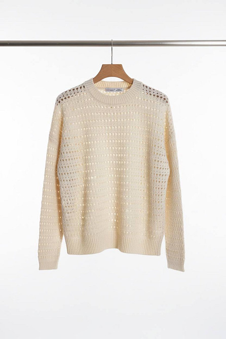 Свитер женский MIX RAY 6766 ажурная вязкая сетка прозрачный оверсайз, молочний, one size Киев - изображение 16