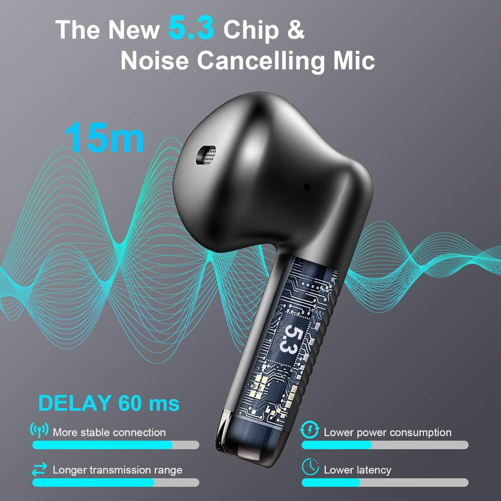 Беспроводные наушники Jxrev Bluetooth 5.4, Hi-Fi, 13 мм, ANC, IP7, до 32 часов, USB-C, сенсорное управление, Black Киев - изображение 3