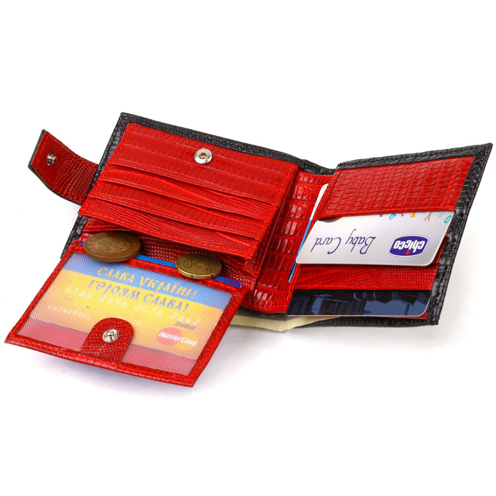 Лакированное компактное портмоне для мужчин из натуральной фактурной кожи CANPELLINI 21751 Черное Киев - изображение 5