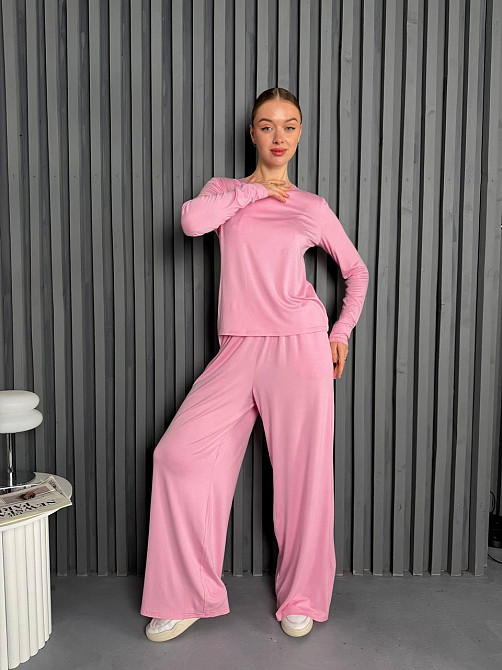 Женский базовый повседневный костюм из легкой вискозы Розовый Одесса - изображение 5
