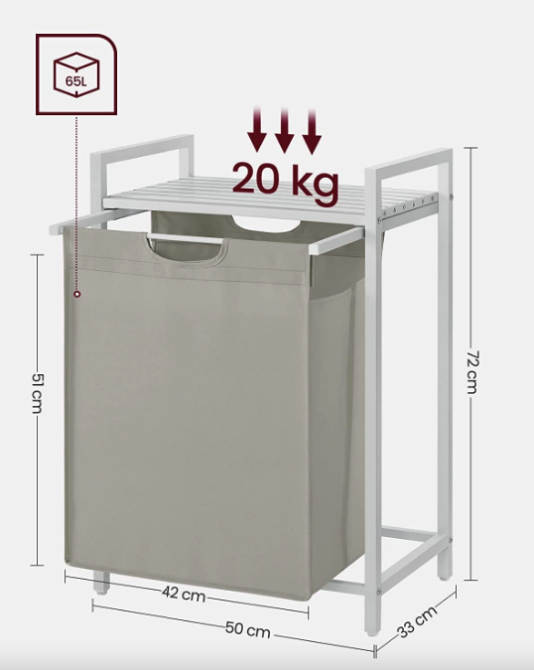 Корзина для белья Leobert Napoli 65 л стиль Loft прочная и вместительная для ванной комнаты Киев - изображение 4