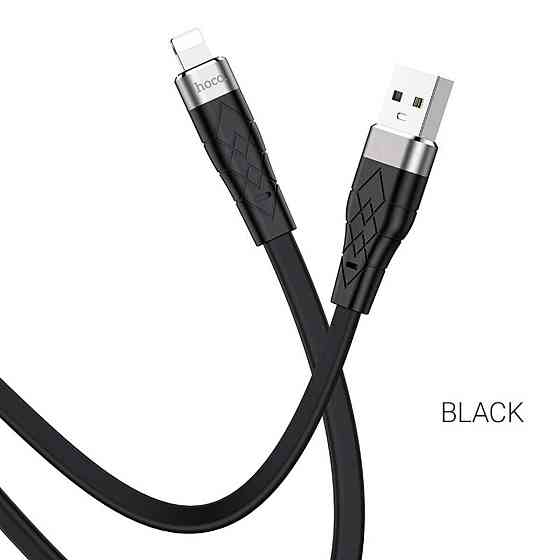 Кабель HOCO X53 USB - Lightning 2.4A, 1m, силіконовий, алюмінієві конектори, колір чорний 6931474738059 Одеса