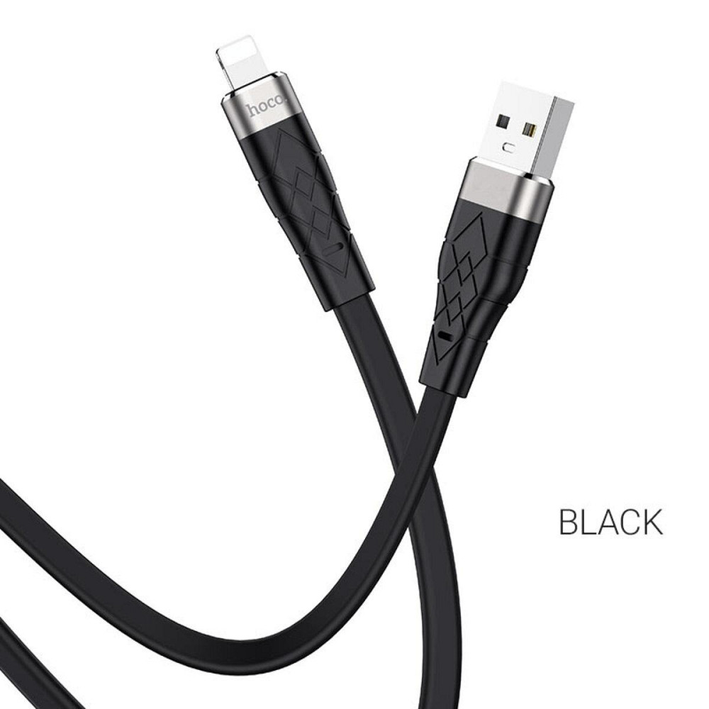 Кабель HOCO X53 USB - Lightning 2.4A, 1m, силіконовий, алюмінієві конектори, колір чорний 6931474738059 Одеса - фото 2