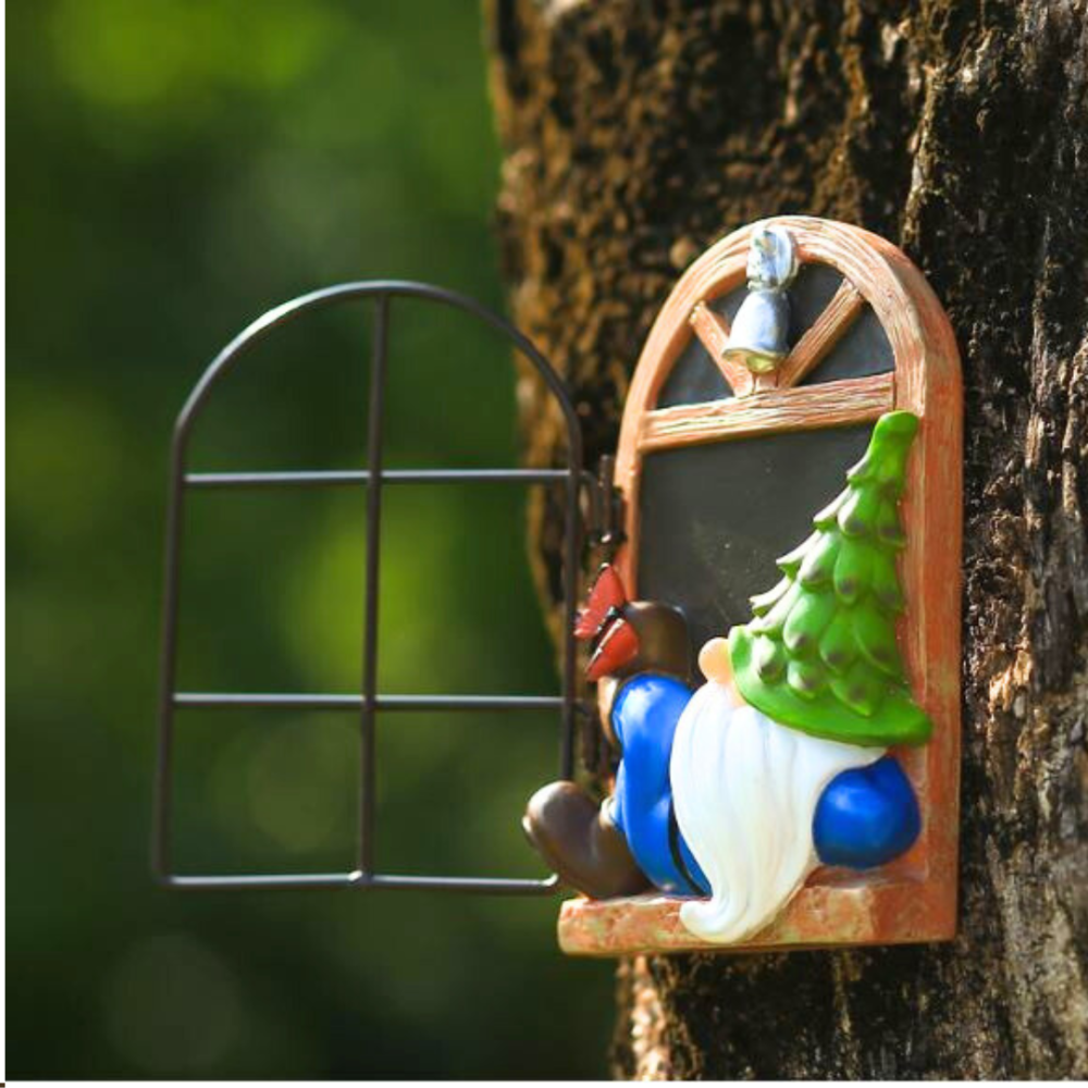 Садова фігура Гном в віконці 12 х 8 см Синій. Полістоун Одеса - фото 4