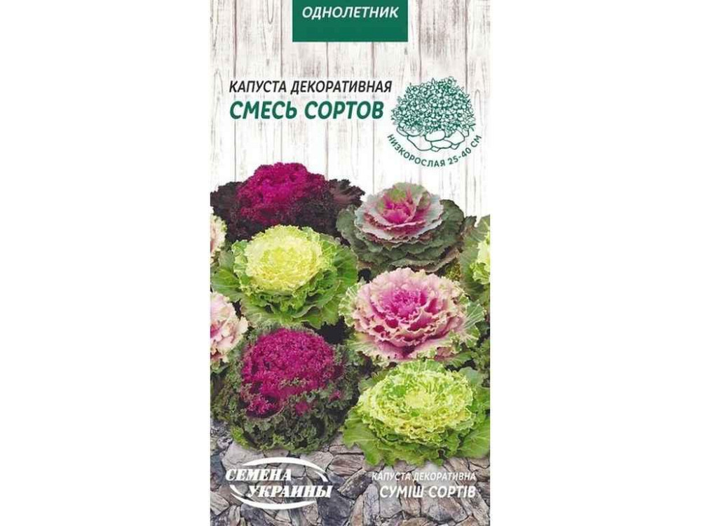 Капуста Декоративна СУМІШ СОРТІВ ОД (10 пачок) 0,2г ТМ НАСІННЯ УКРАЇНИ Київ - фото 1