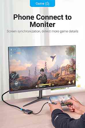 Перехідник USB 3.1 Type-C --> HDMI (F), 4K 30HZ, кабель 0.15м, Vention сірий Вінниця