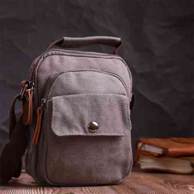 Сумка Vintage Чоловіча з щільного текстилю Сіра (22217) Вінниця