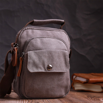 Сумка Vintage Мужская из плотного текстиля Серая (22217) Винница - изображение 5