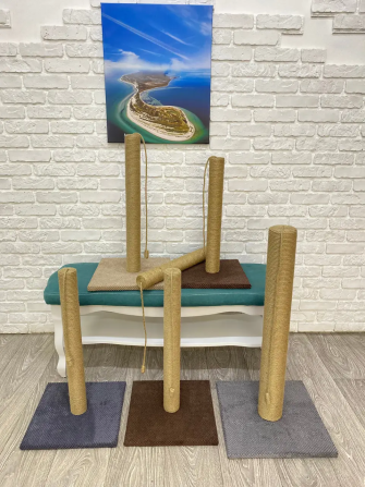 Кігтеточка, дряпка для кішок підлогова з джутовим канатом 65×35×35 см Київ - фото 4