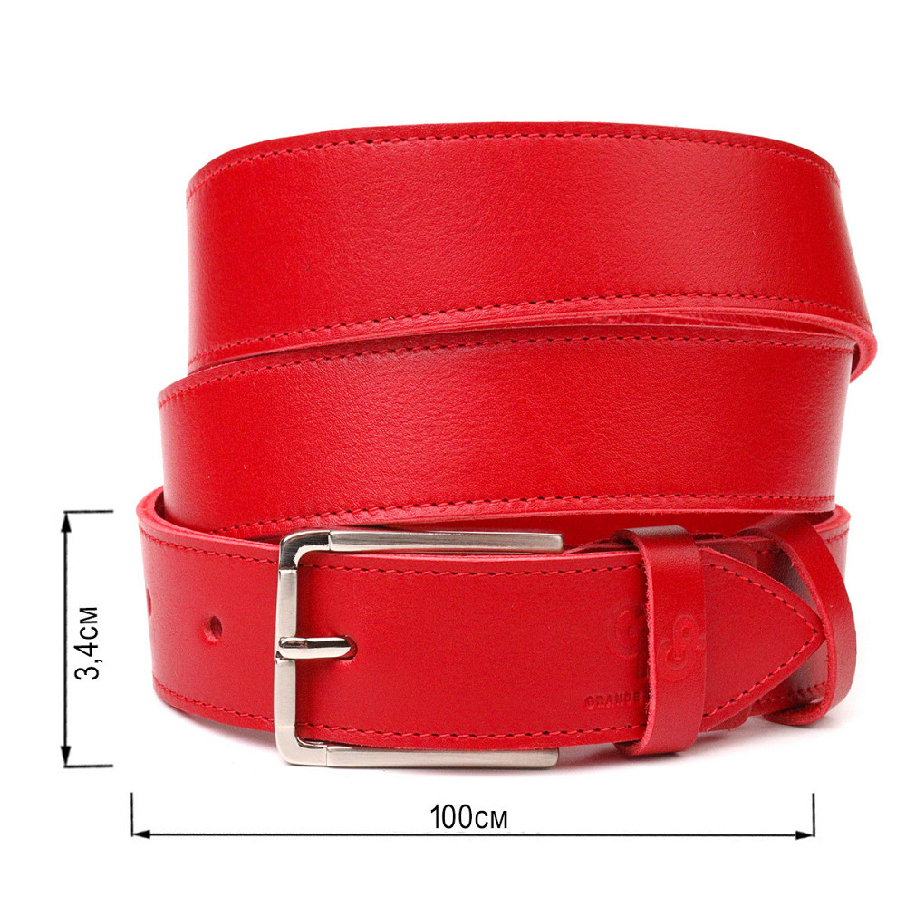 Добротний жіночий ремінь під джинси з натуральної шкіри Червоний (GRANDE PELLE) Київ - фото 7