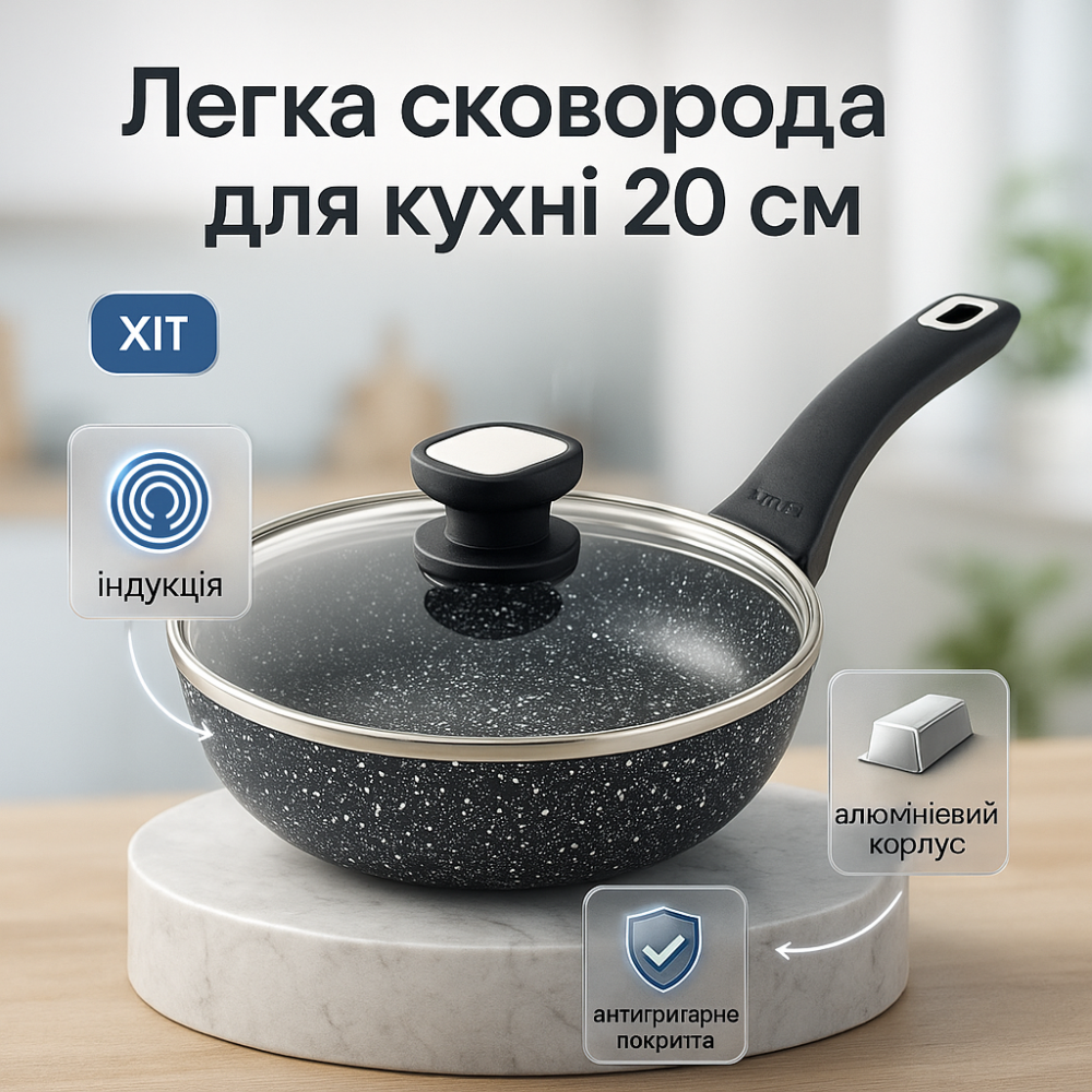 Якісна алюмінієва антипригарна сковорода, Зручна у використанні сковорода якісна на плиту IN-28 Львів - фото 16