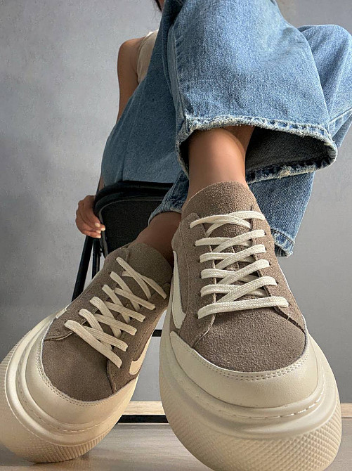 Кеды женские Hengji 707-8 замшевые на высокой платформе бежевые, 37, 24 см Киев - изображение 7