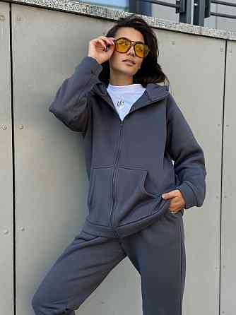 Теплый спортивный костюм женский на змейке Графитовый 50/52 Харьков