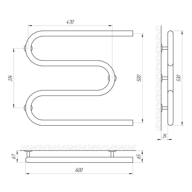 Сушарка для рушників Laris Змійовик 30 РС3 600Х500 1/2" Київ - фото 4
