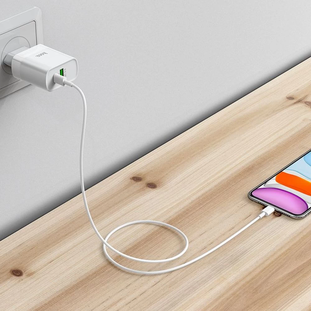 Мережевий зарядний пристрій HOCO C80A Rapido PD20W+QC3.0 charger(EU) White Київ - фото 8