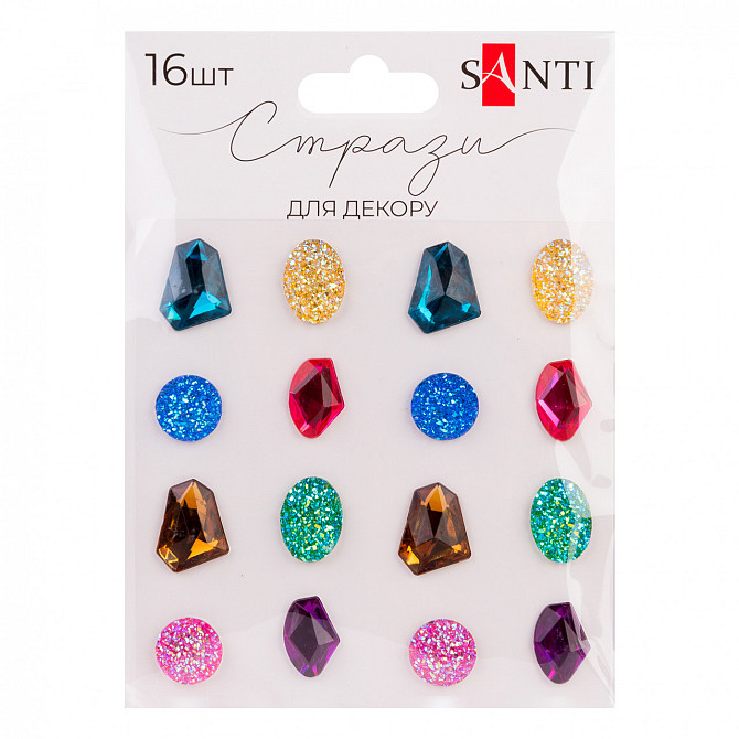 Стрази "Santi" самоклеючі "Diamonds" різнокольорові, 16 шт 743021, шт Київ - фото 1
