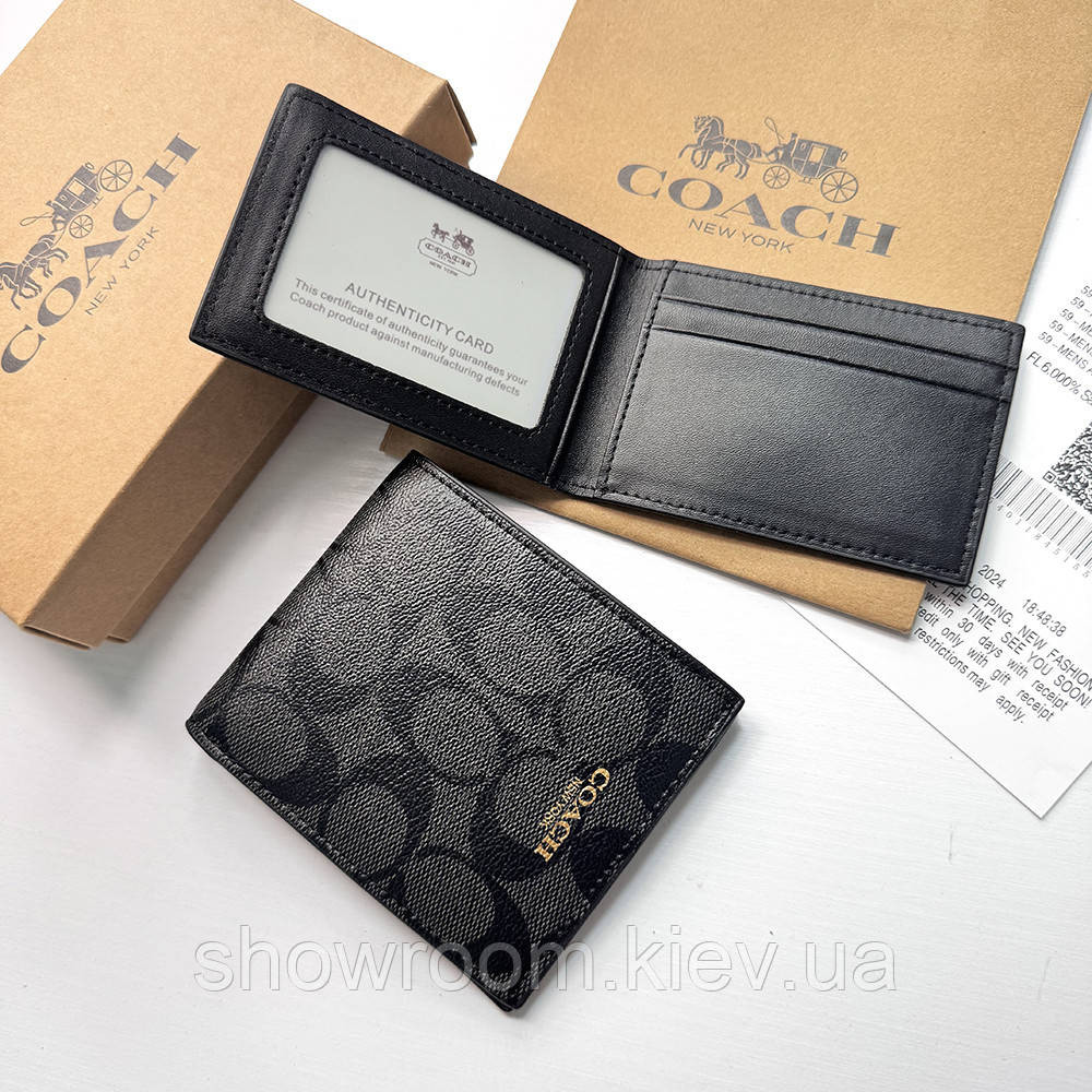 Мужское брендовое портмоне с картхолдером Coach (1381) grey Киев - изображение 3