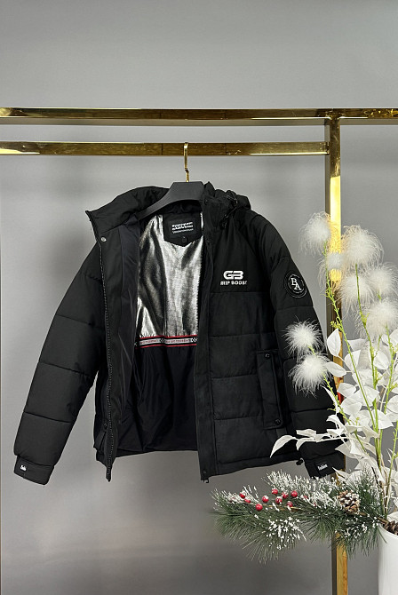 Подростковая зимняя куртка для мальчика варенка черная на холофайбере 152,158,164,170 Николаев - изображение 2