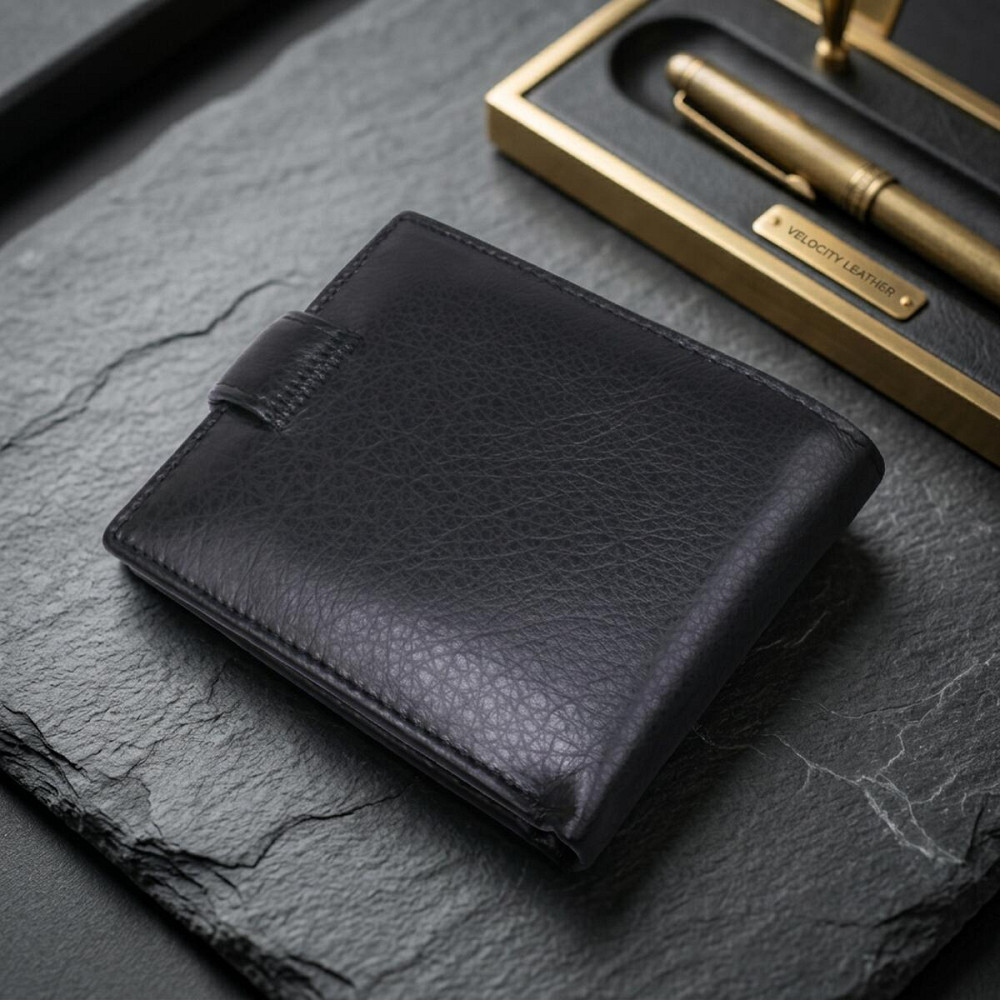 Мужской кожаный купюрник для карт купюр и монет ST Leather 18308 Черный Киев - изображение 9
