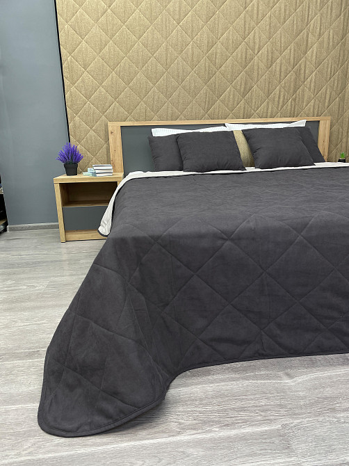 Покрывало стеганое Decorator Sparta Diamond ромб 220х240 см темно-серый (85-053) Киев - изображение 4