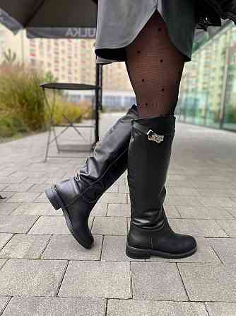 VLAMAX Стильні жіночі зимові чоботи шкіряні на низькому ходу чорні на хутрі C122 р. 36-41 Коломия