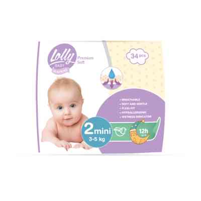 Подгузники Lolly Premium Soft Mini Размер 2 (3-5 кг) 34 шт (4820174981143) Винница