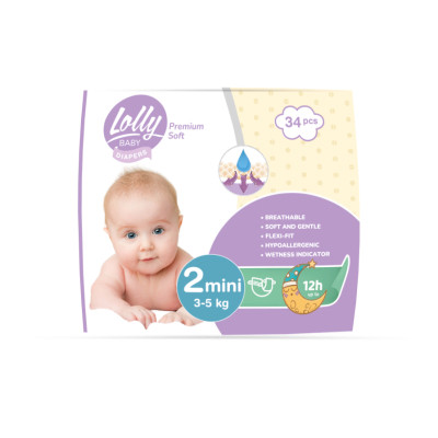 Подгузники Lolly Premium Soft Mini Размер 2 (3-5 кг) 34 шт (4820174981143) Винница - изображение 1